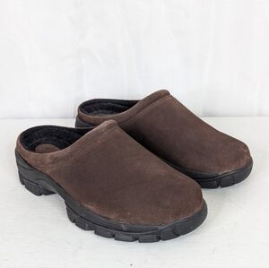 Lands' End Suede Slip On Clogs House Shoes Size 7 Women's